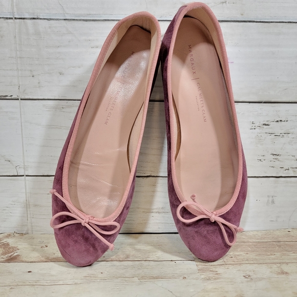 Margaux The demi Girl meets Glam suede bow flats in burgundy - Picture 2 of 12